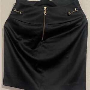 Express Black Pencil Skirt with Gold Zip Accent